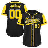 Custom Black Yellow Raglan Sleeves Personalized Authentic Baseball Jersey BSBJ01-D017171